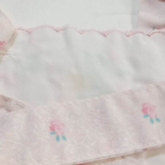 Vintage 90s Mayfair Pastel Pink Tulip Embroidery Baby Romper and Bonnet - Picture 8 of 13